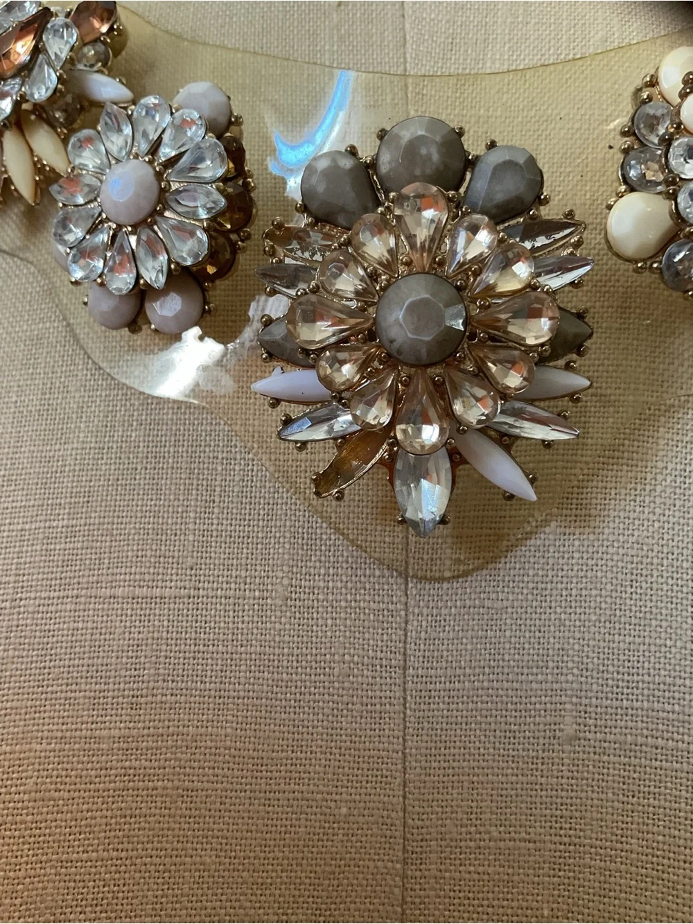 💜💜💜Statement Floral Bib Necklace in Blush and Gold
